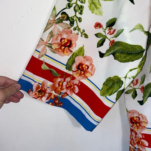 Tommy Hilfiger L Floral Blouse Garden Print Boho Bright Spring Summer Top Resort - Picture 6 of 10